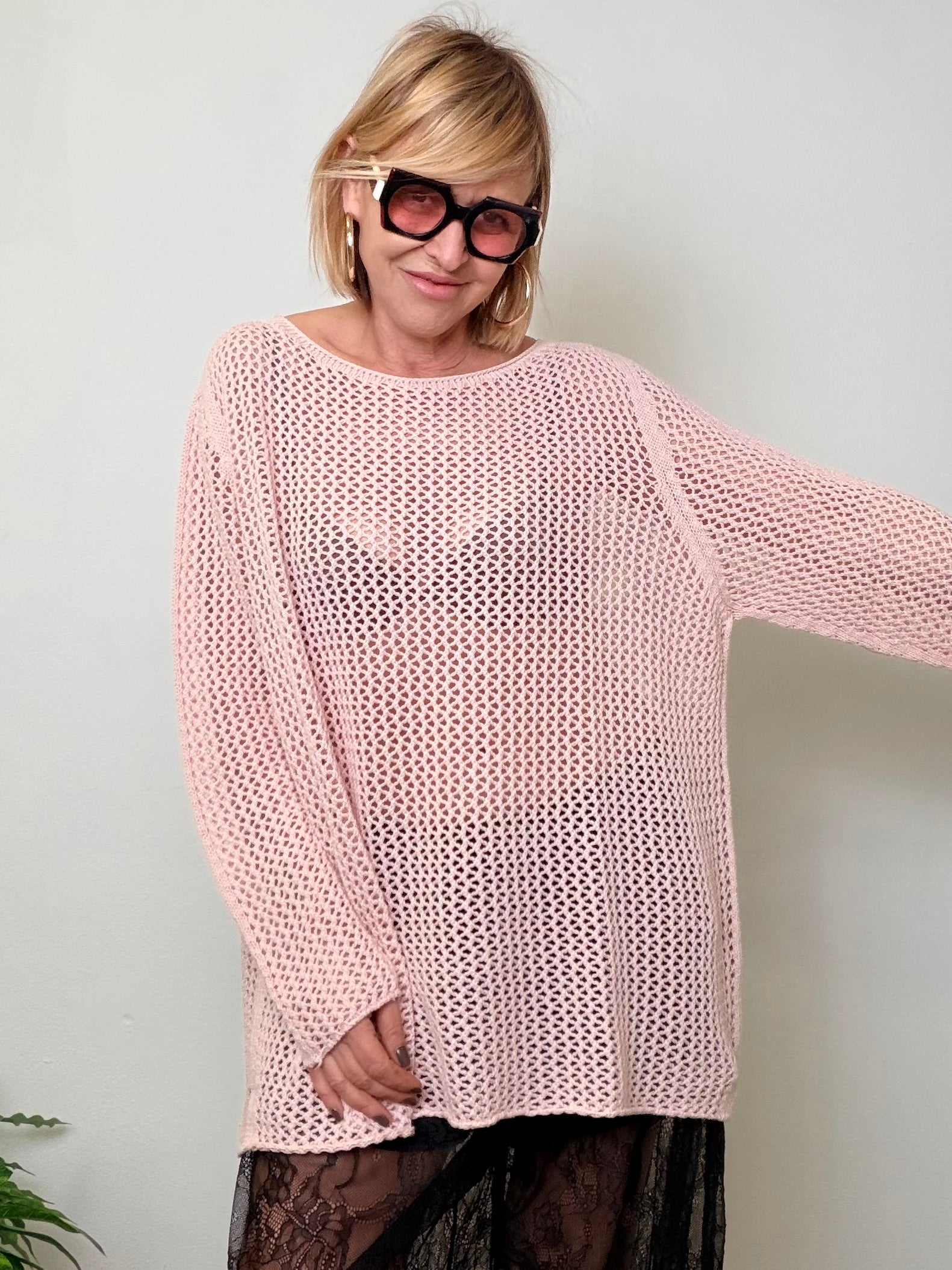 Maglia Oversize Traforata a Rete