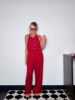 Tuta Due Pezzi Halter — Top Bustier e Pantalone Palazzo