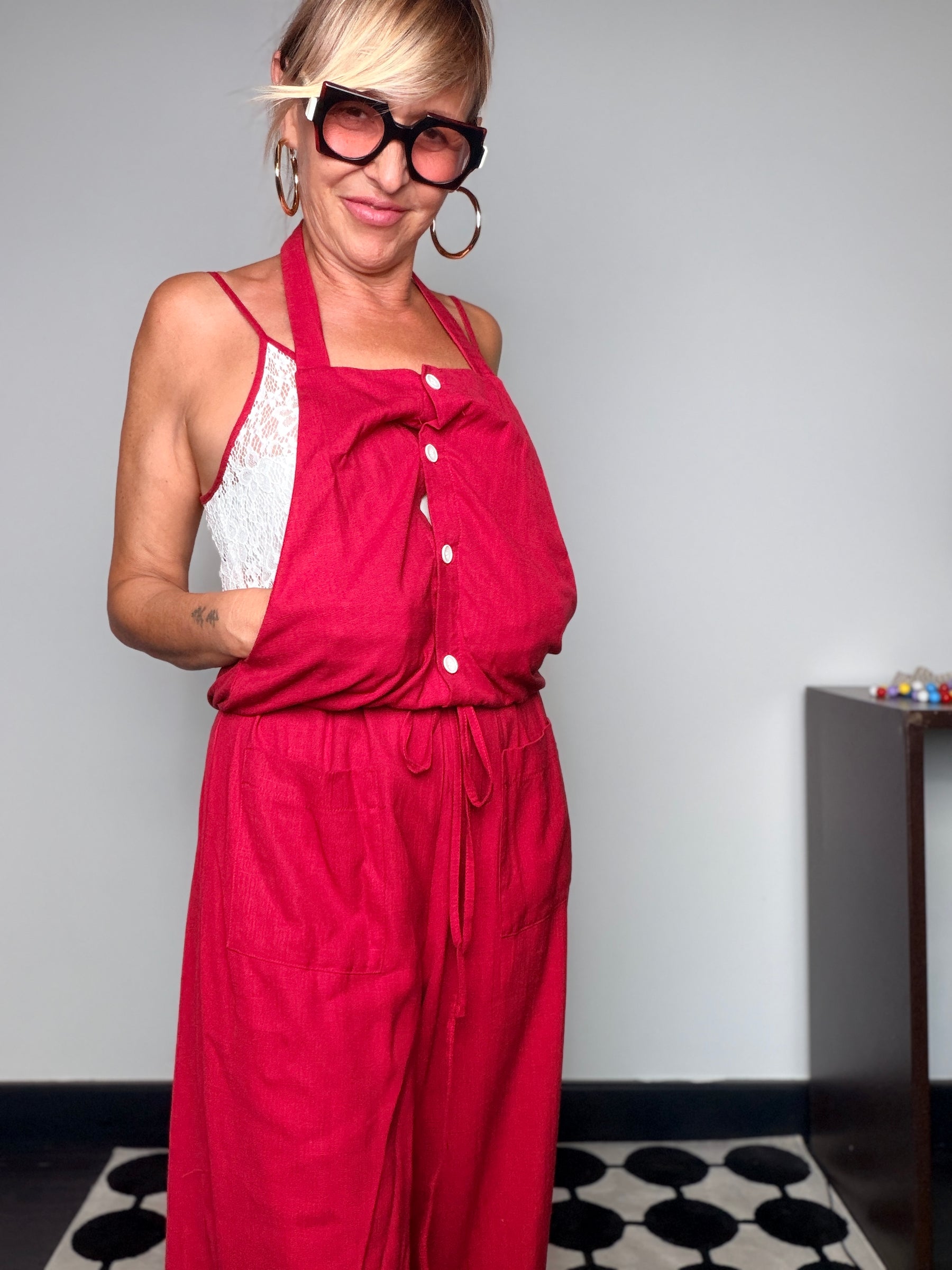 Tuta Due Pezzi Halter — Top Bustier e Pantalone Palazzo