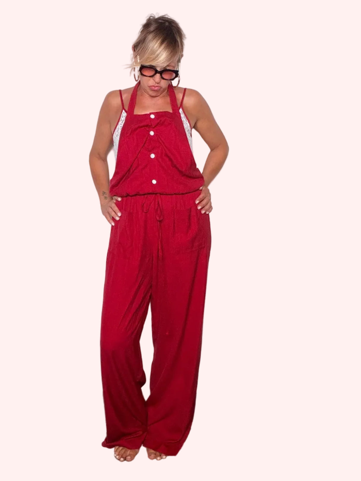 Tuta Due Pezzi Halter — Top Bustier e Pantalone Palazzo