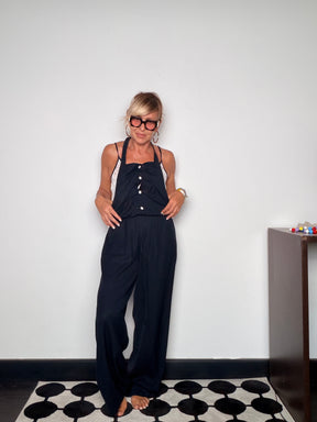 Tuta Due Pezzi Halter — Top Bustier e Pantalone Palazzo