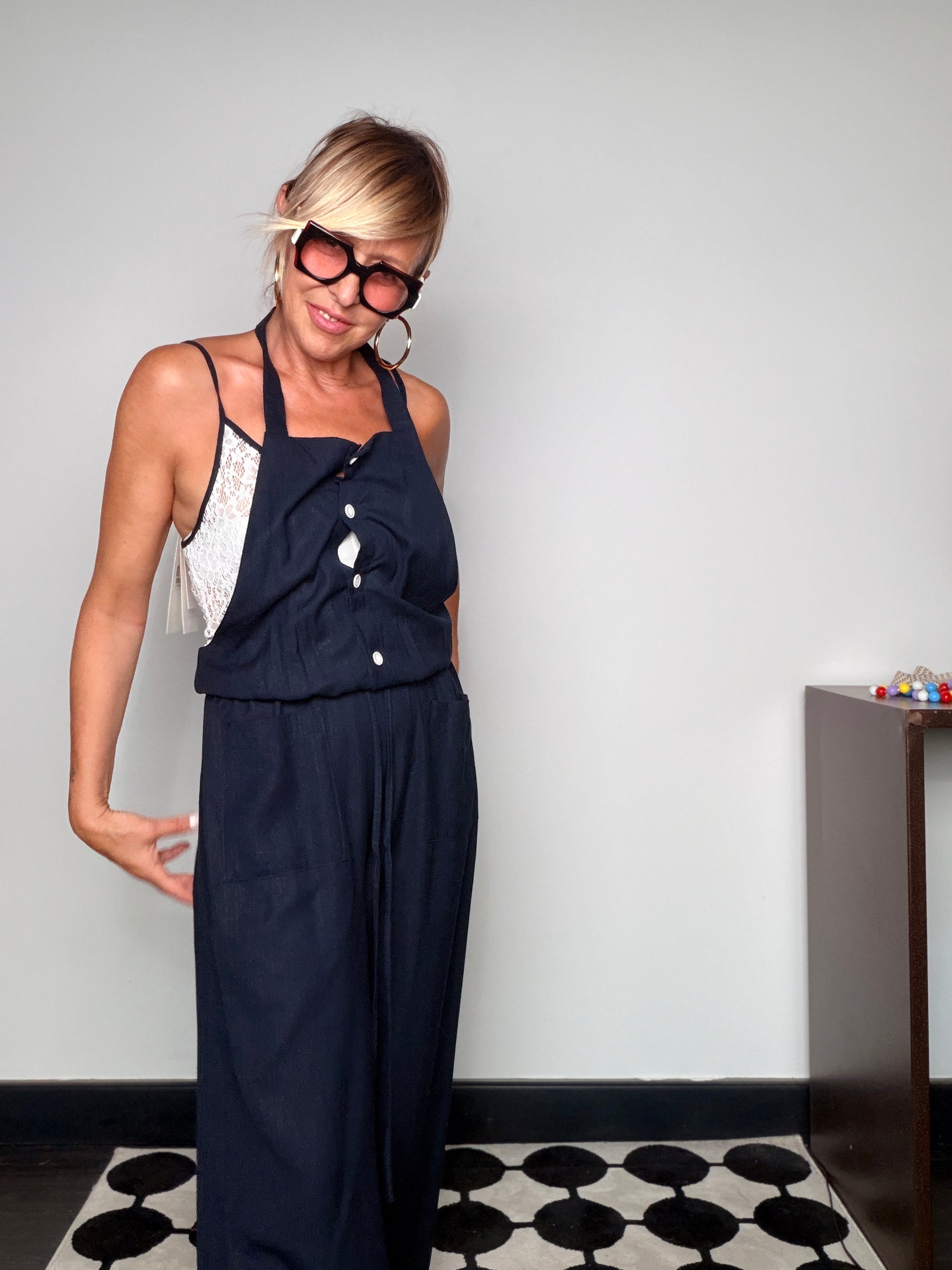 Tuta Due Pezzi Halter — Top Bustier e Pantalone Palazzo