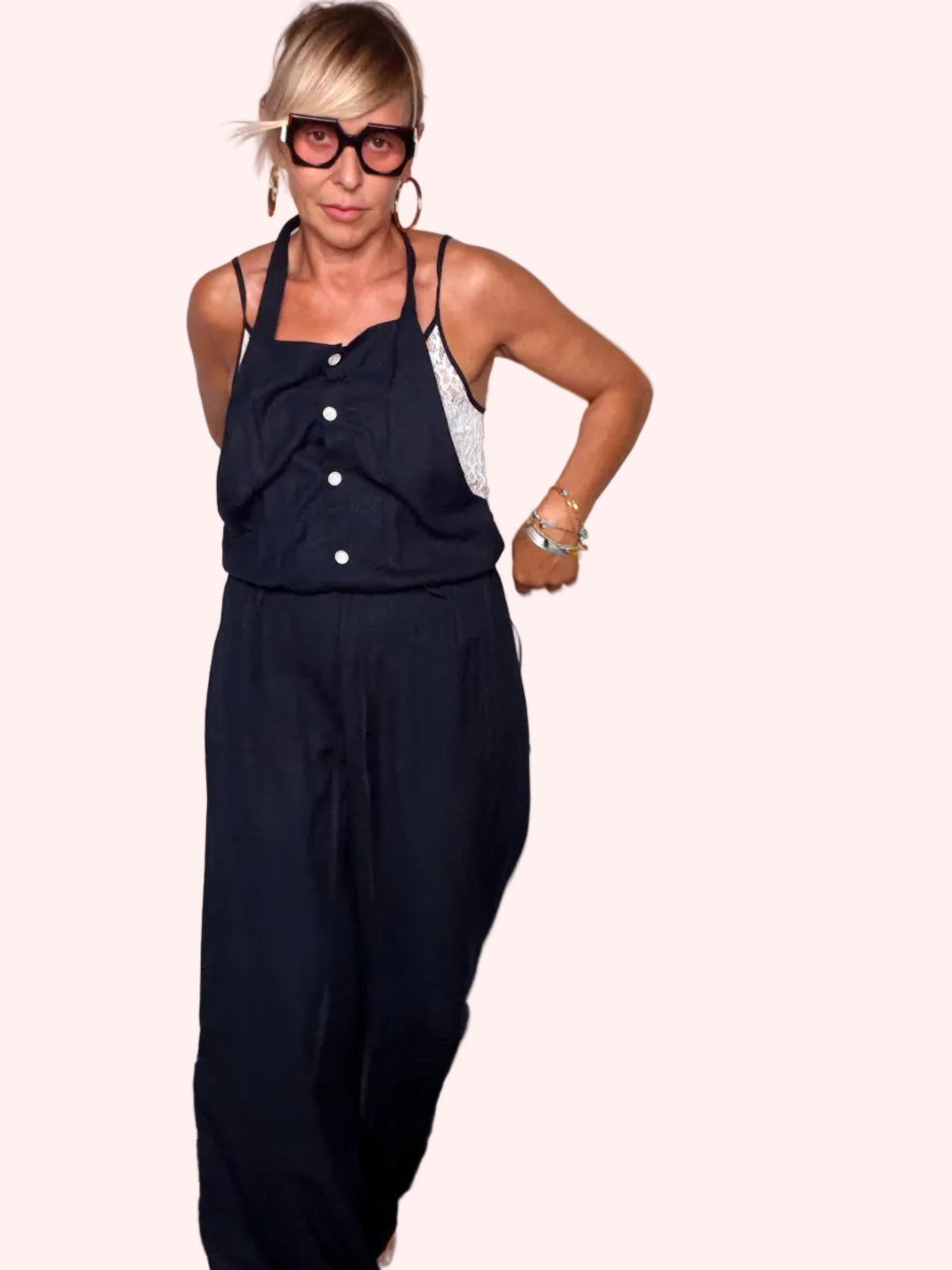 Tuta Due Pezzi Halter — Top Bustier e Pantalone Palazzo