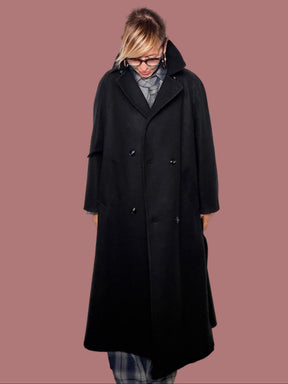 Cappotto Lungo Grigio Doppiopetto con Cintura