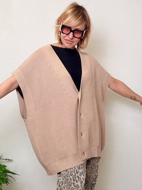 Cardigan Oversize in Maglia a Coste