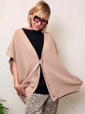 Cardigan Oversize in Maglia a Coste