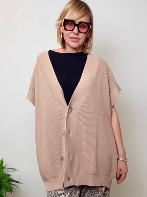 Cardigan Oversize in Maglia a Coste