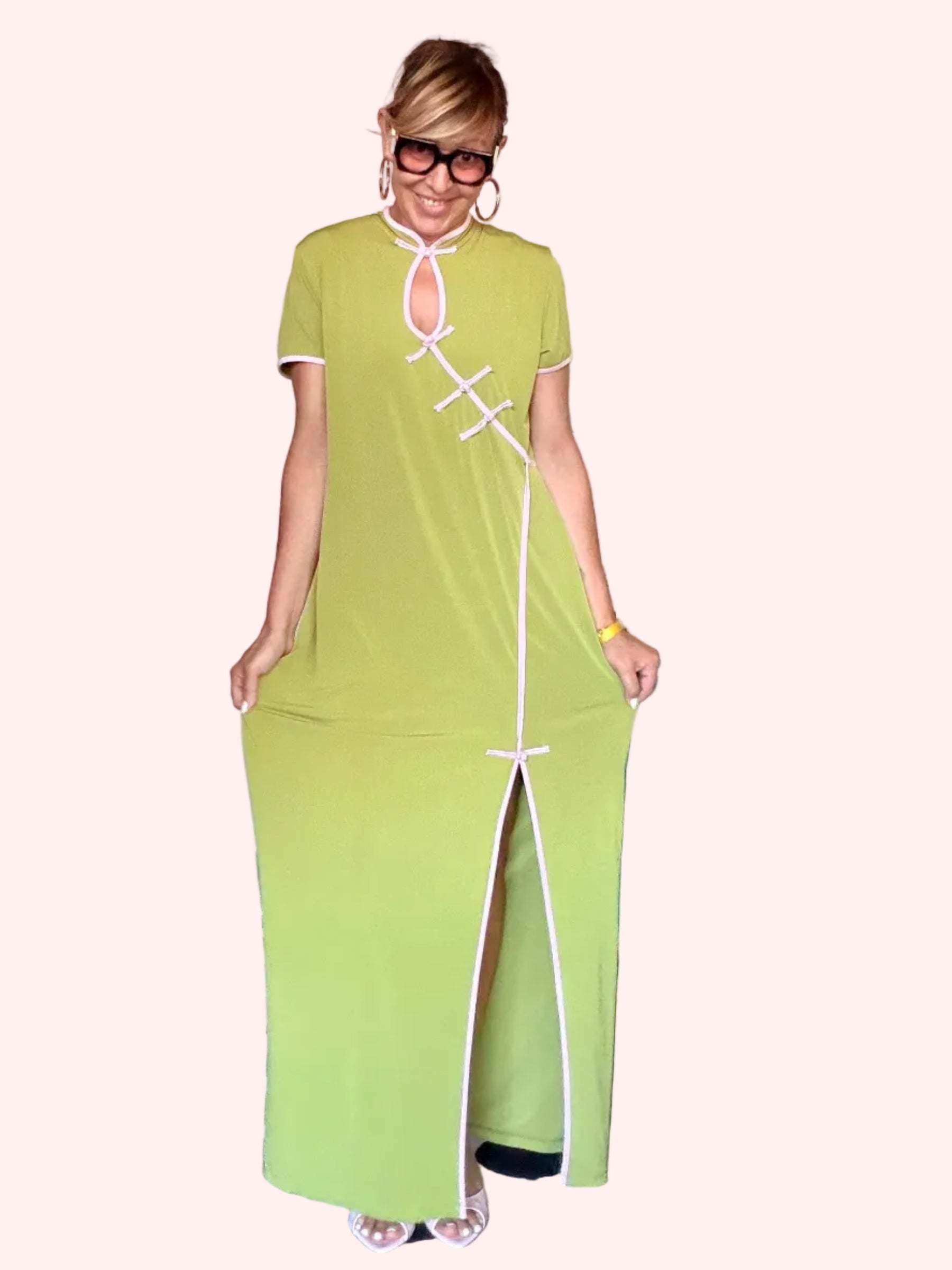 Abito cheongsam verde lime