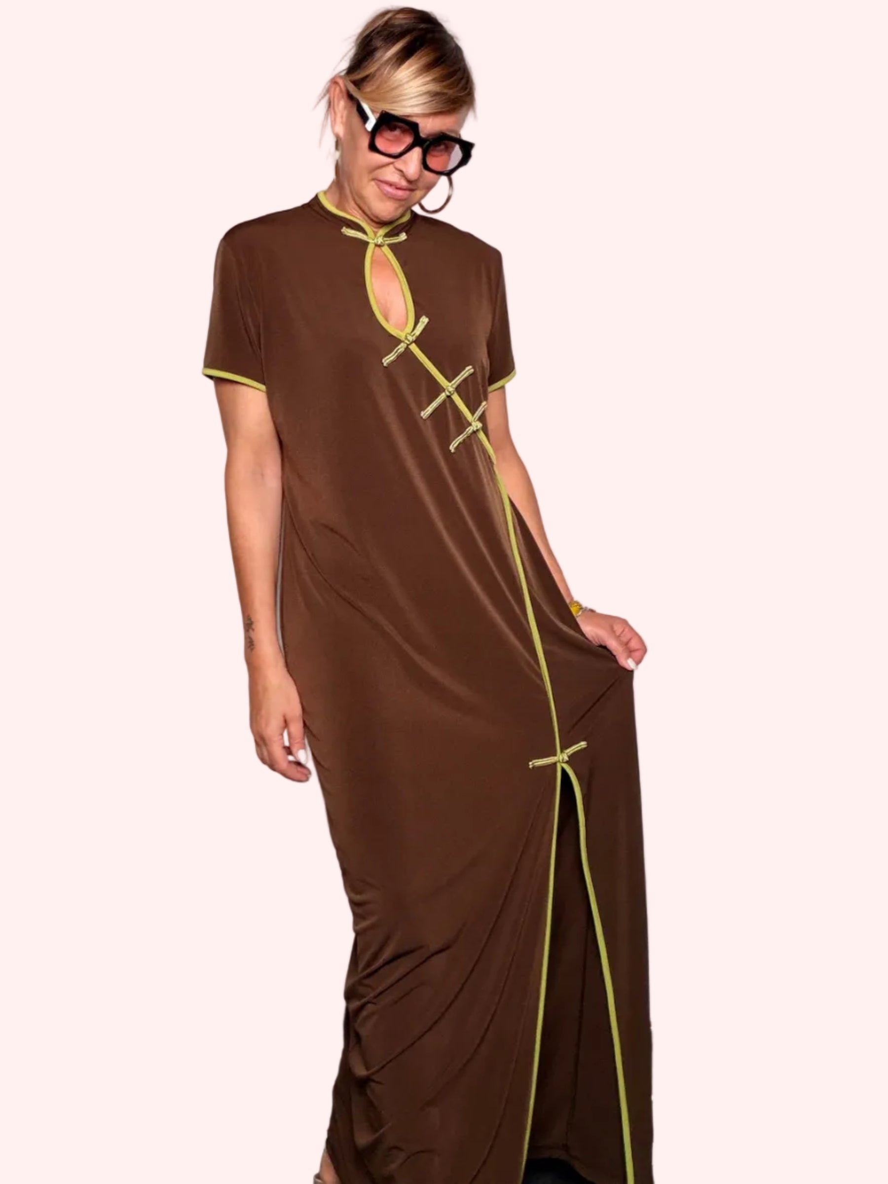 Abito cheongsam terracotta