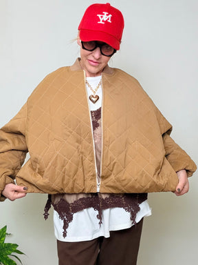 Bomber Oversize Trapuntato Beige Cammello