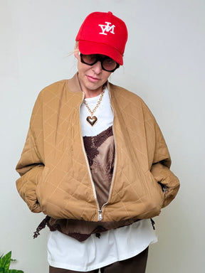 Bomber Oversize Trapuntato Beige Cammello