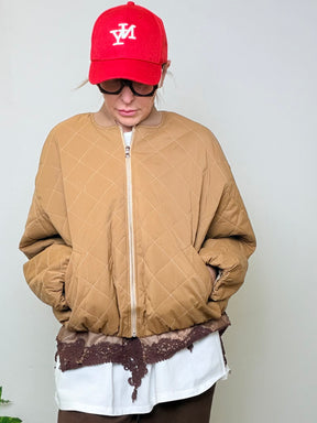 Bomber Oversize Trapuntato Beige Cammello