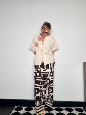 Giacca Blazer Corta con Rose — Manica Corta