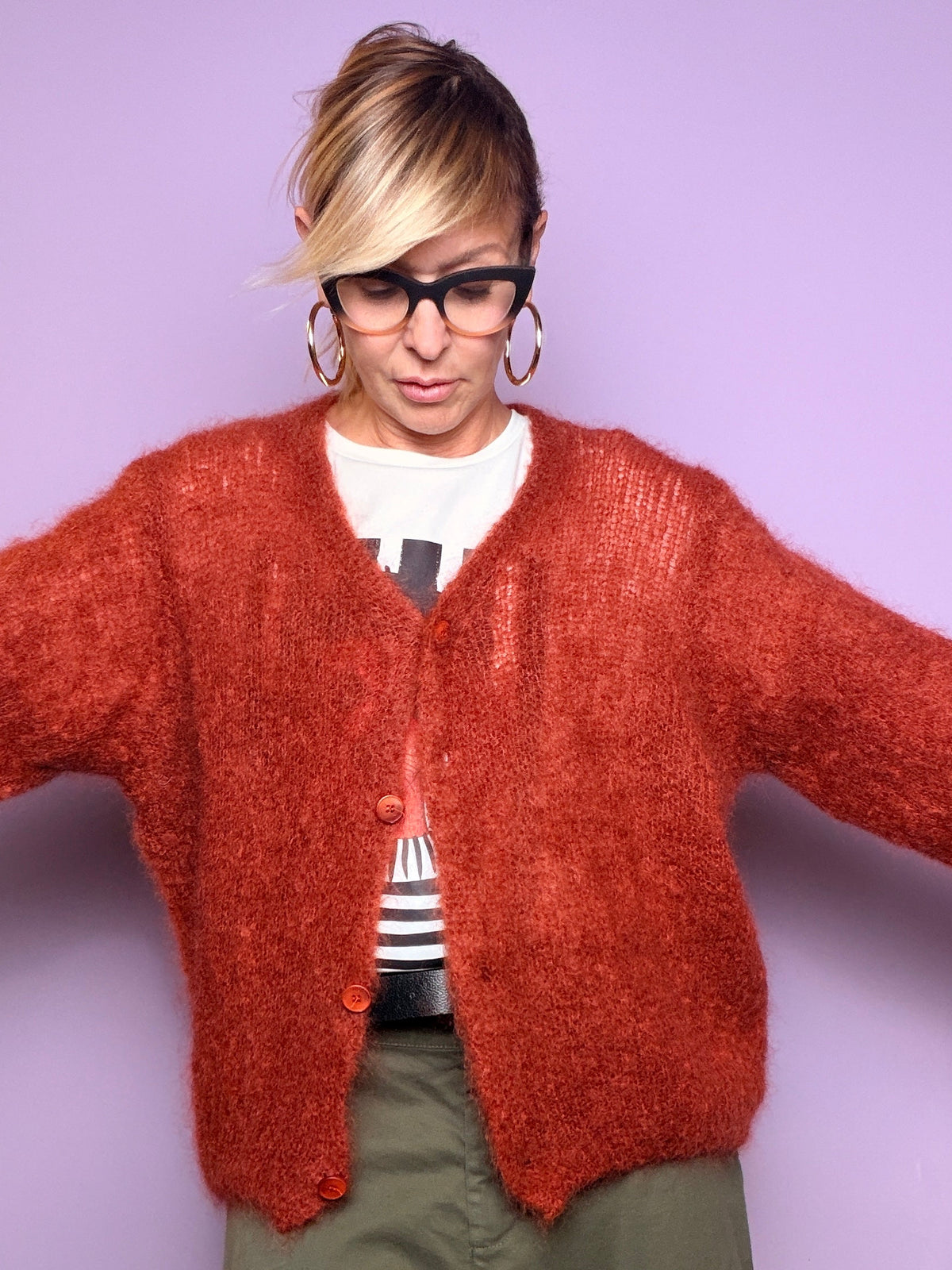 Cardigan in mohair con bottoni DEJA VU