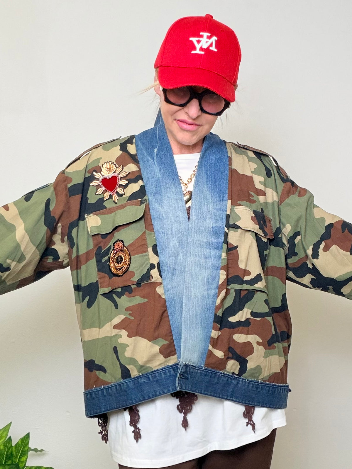 Giacca Oversize Militare Vintage Customizzata Denim