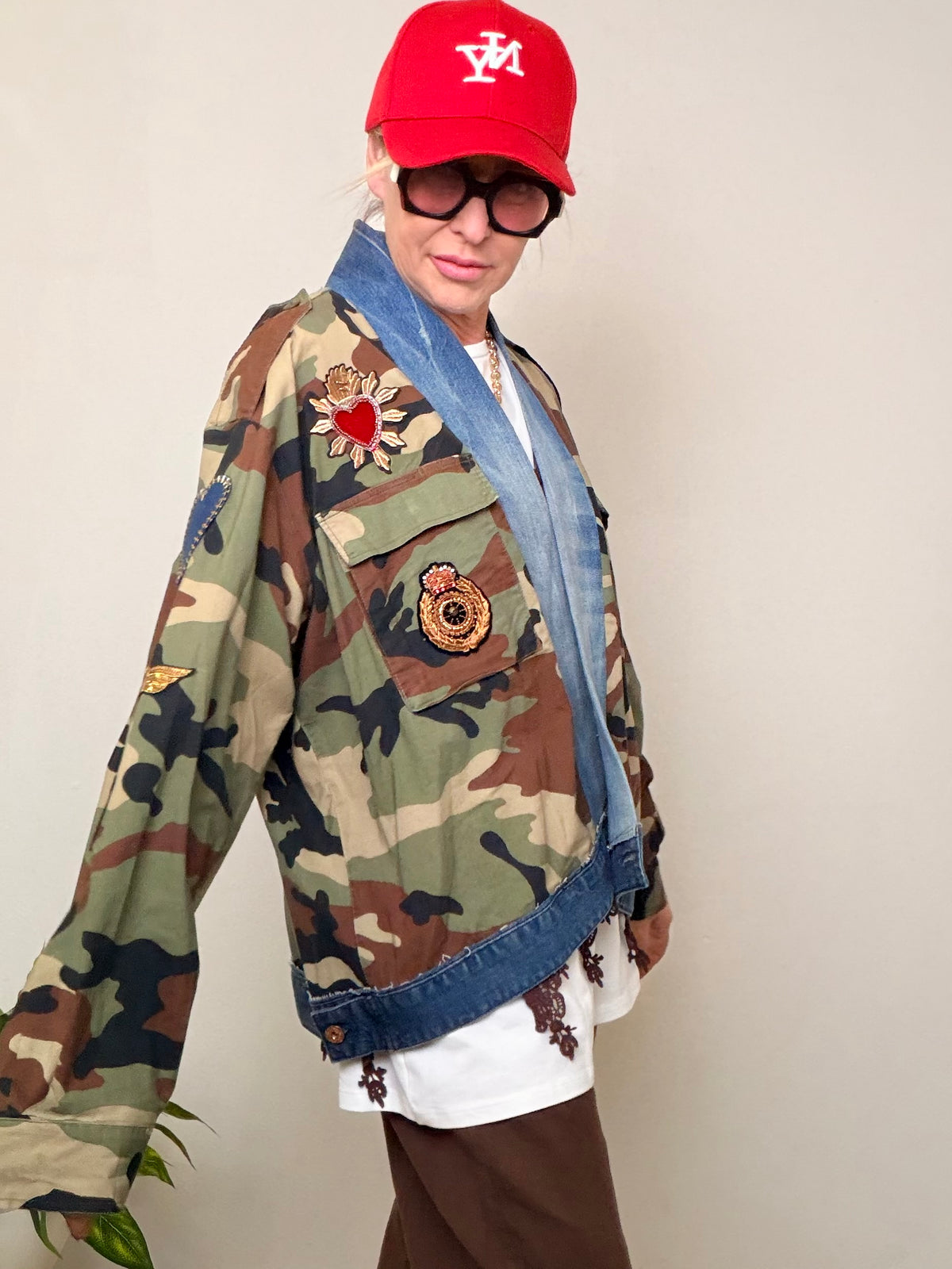 Giacca Oversize Militare Vintage Customizzata Denim