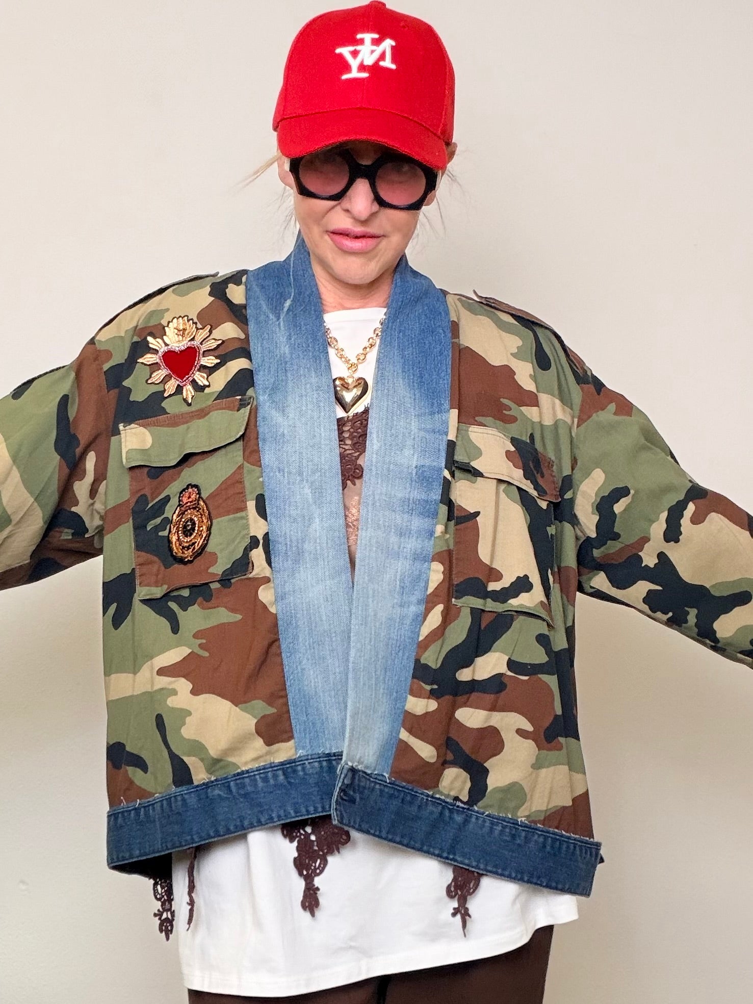 Giacca Oversize Militare Vintage Customizzata Denim