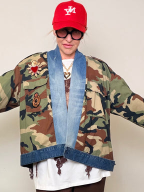 Giacca Oversize Militare Vintage Customizzata Denim
