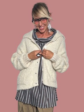Giacca Cardigan Bott Nera Flo&Poi