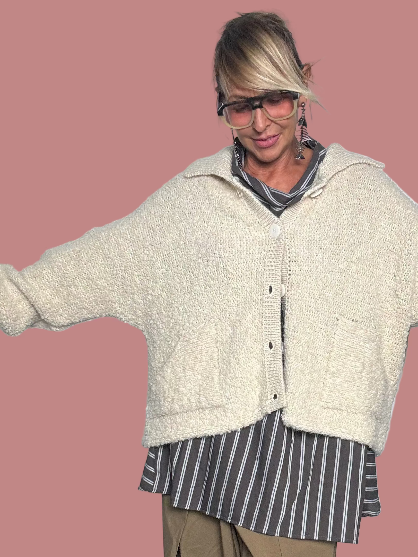 Giacca Cardigan Bott Nera Flo&Poi