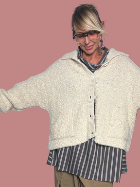 Giacca Cardigan Bott Nera Flo&Poi