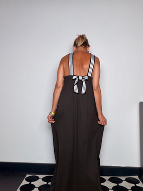 Abito Maxi Bretelle Incrociate Righe