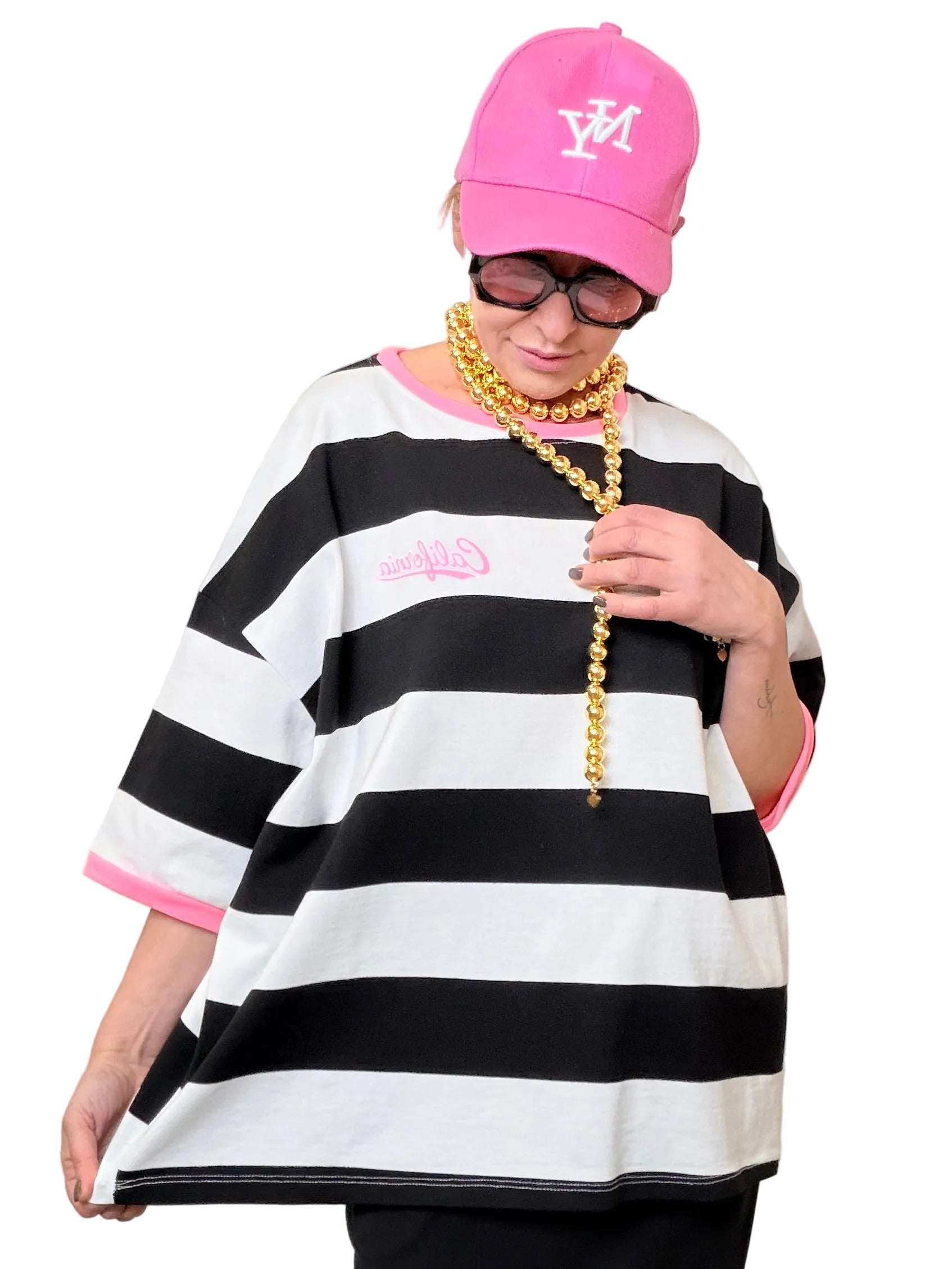 Felpa Oversize a Righe "San Diego California"