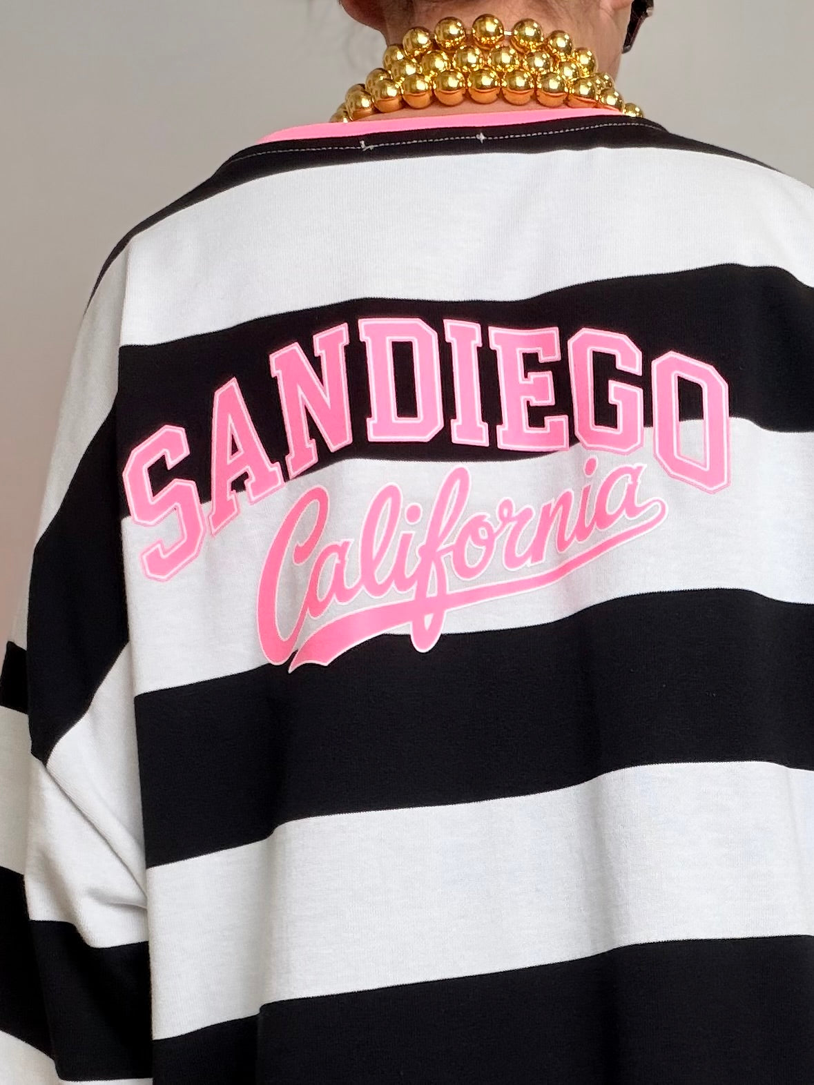 Felpa Oversize a Righe "San Diego California"