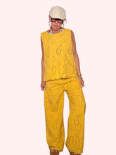 Pantalone sangallo paisley giallo - look completo frontale