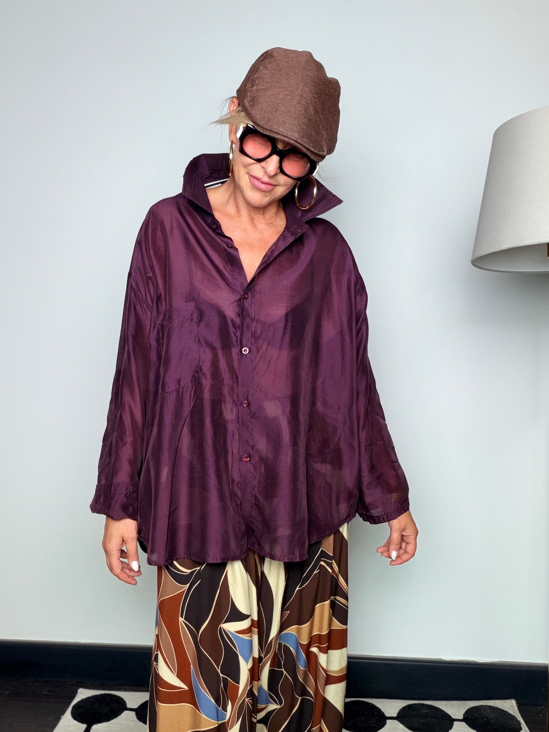 Camicia Oversize in Organza Trasparente con Taschino