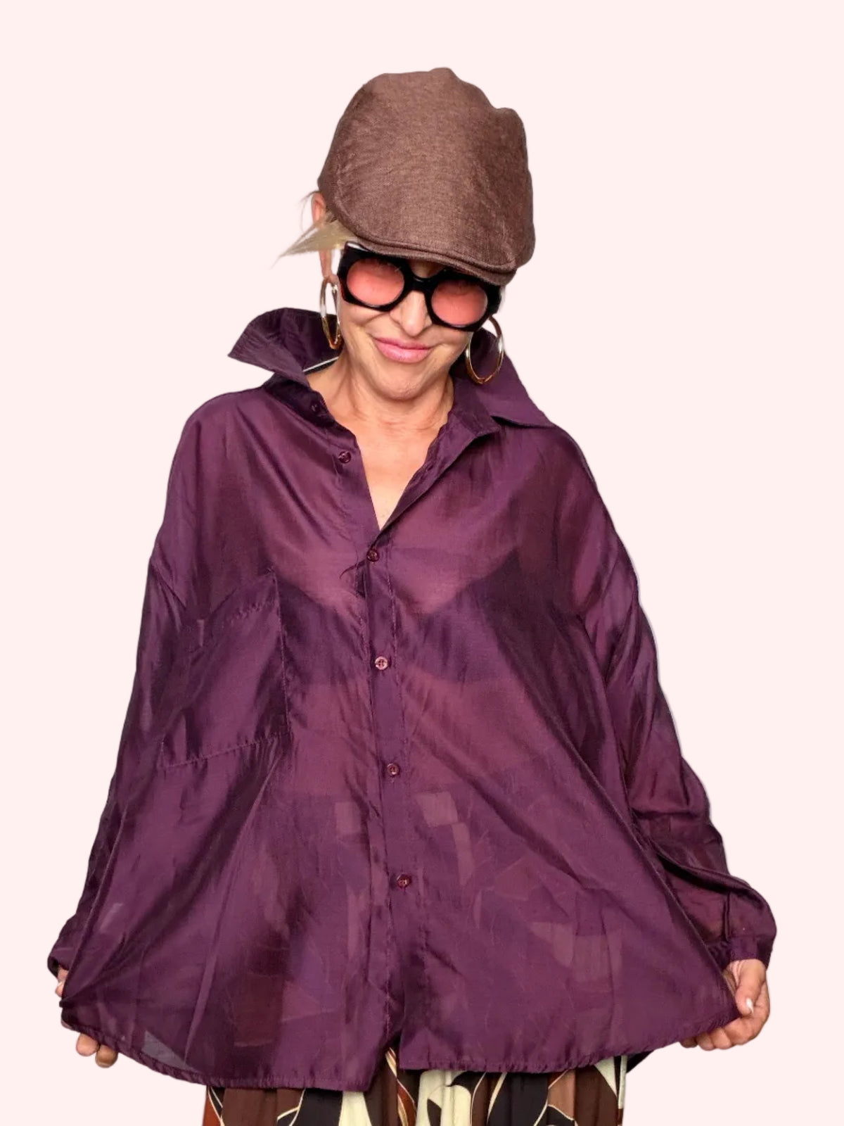 Camicia Oversize in Organza Trasparente con Taschino