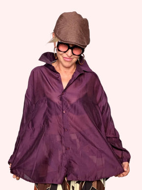 Camicia Oversize in Organza Trasparente con Taschino