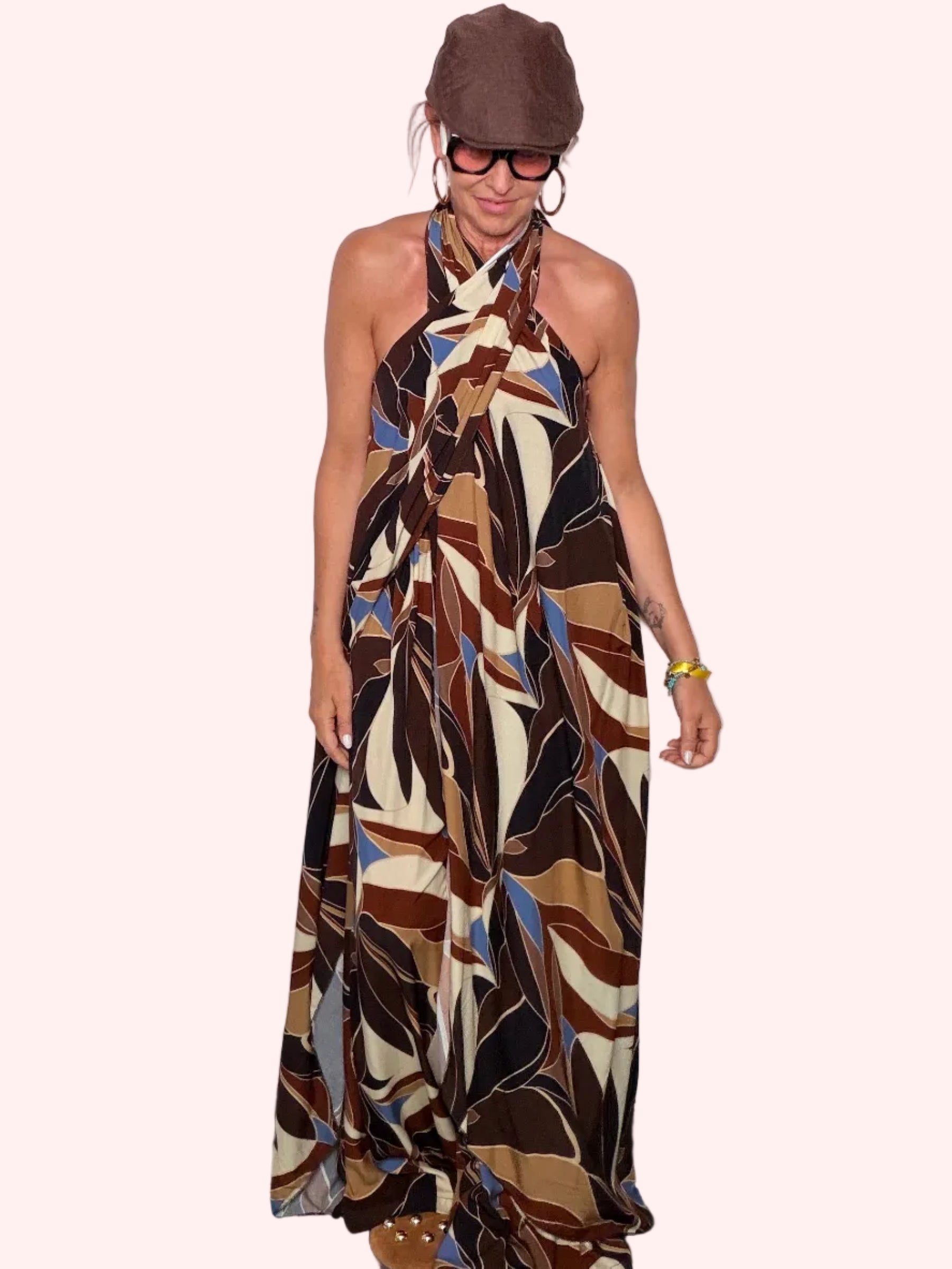 Completo fantasia tropicale — top halter vista frontale