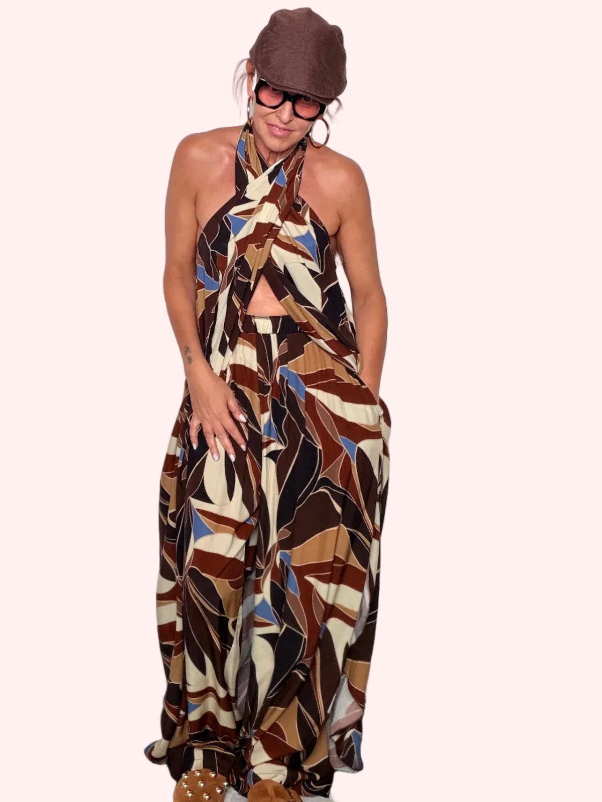 Completo Fantasia Tropicale — Top Halter e Pantalone Maxi