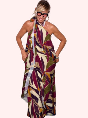 Completo Fantasia Tropicale — Top Halter e Pantalone Maxi