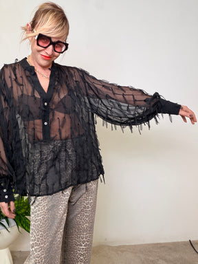 Camicia Trasparente con Frange