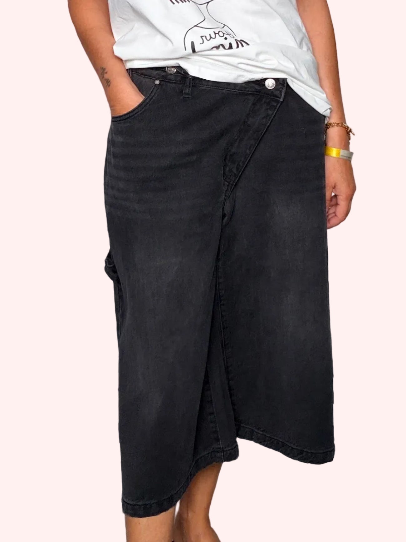 Jeans bermuda abbottonatura diagonale - look completo