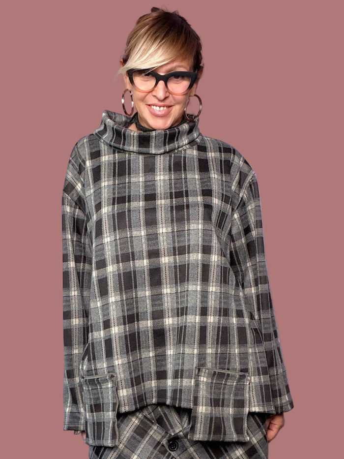 Maglia a quadri con collo a cratere Female