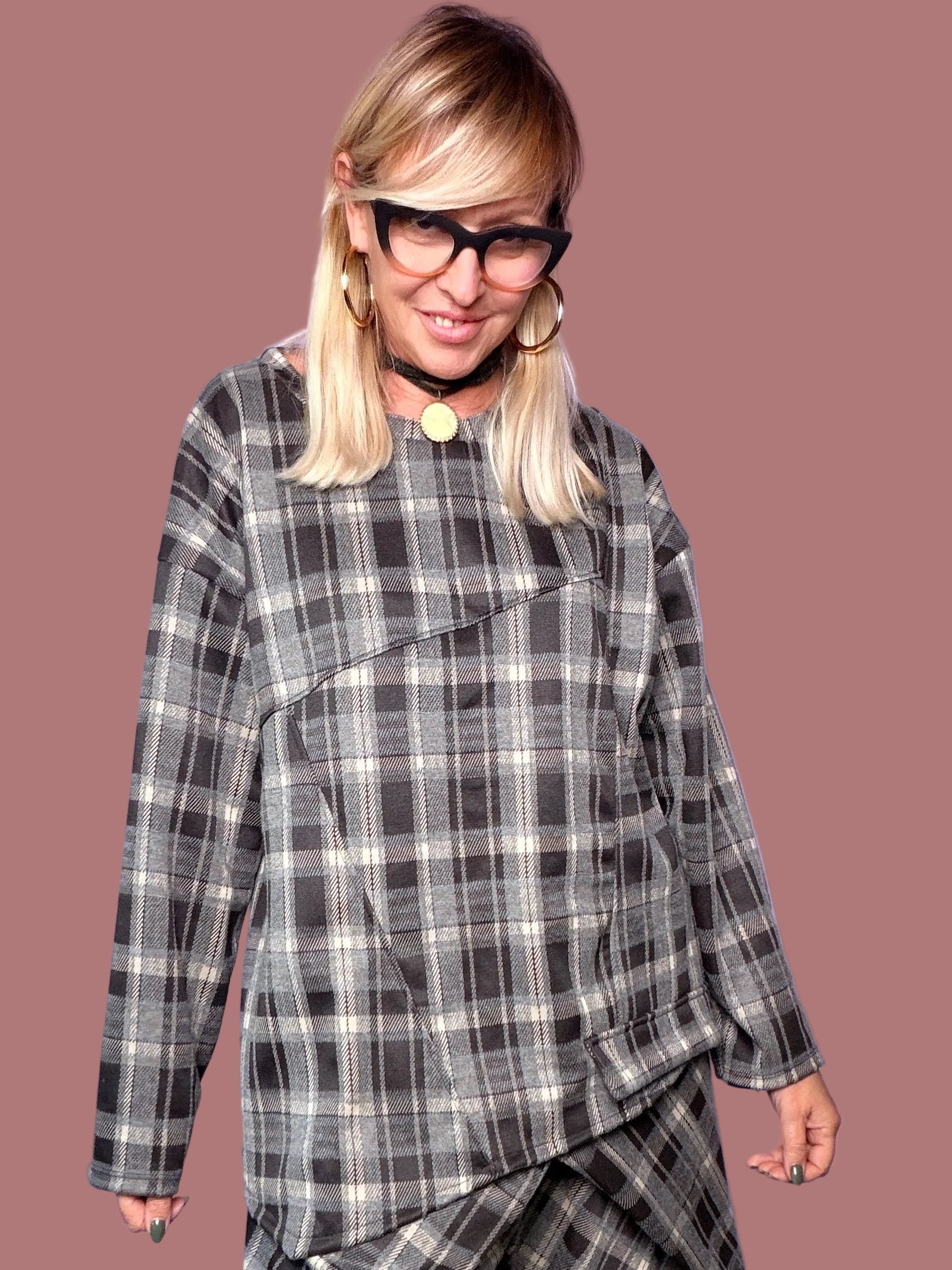 Maglia a quadri con dettaglio diagonale Female