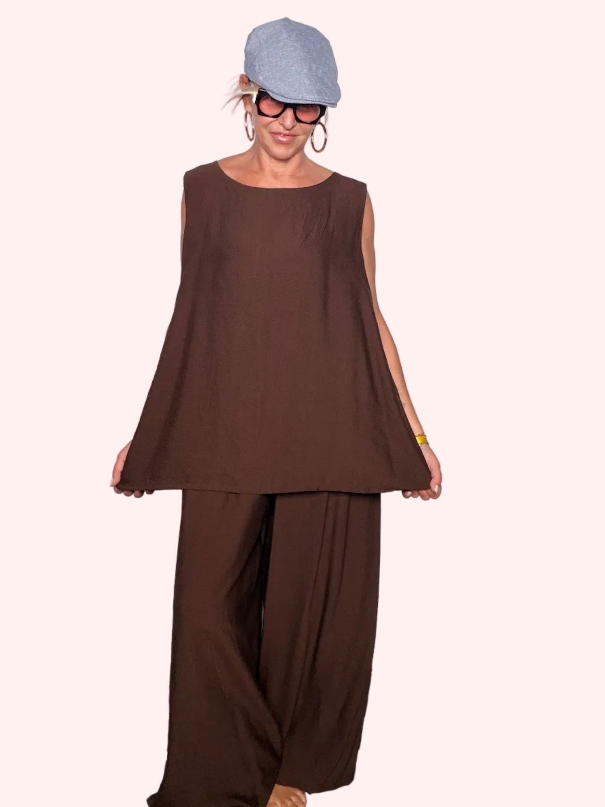 Completo marrone cioccolato - look completo vista frontale