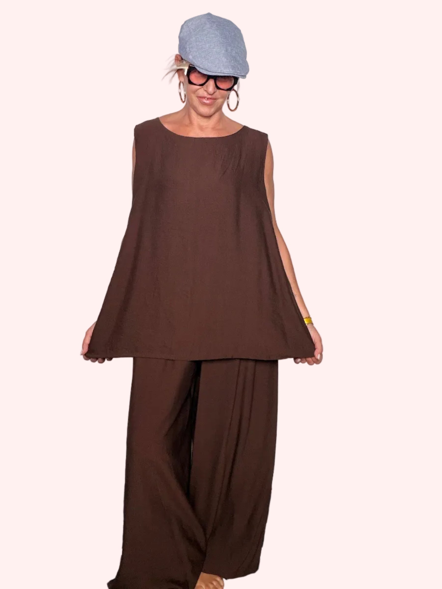 Completo marrone cioccolato - look completo vista frontale