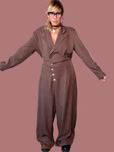 Tuta gessata con collo a revers e pantalone ampio Female