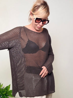 Maglia Oversize Traforata a Rete