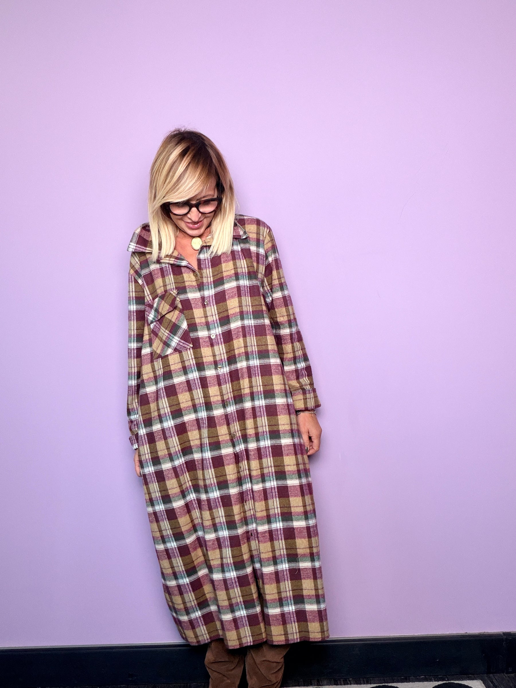 Abito in flanella check, fascino casual