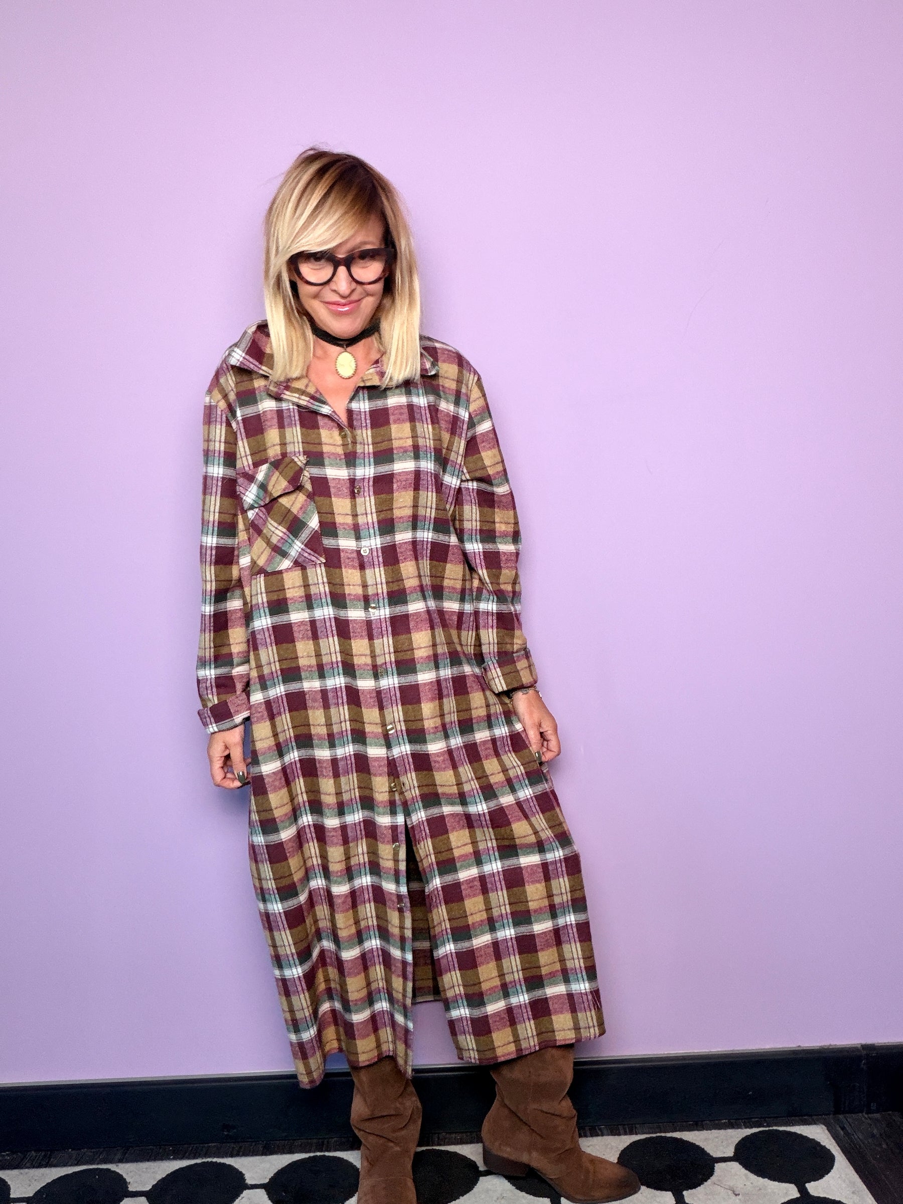 Abito in flanella check, fascino casual