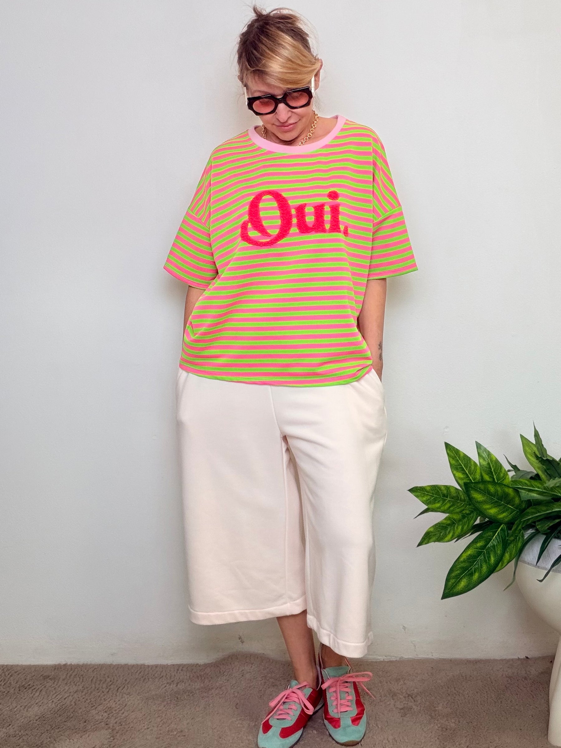 Bermuda in Felpa Leggera Color Panna con Orlo Ripiegato