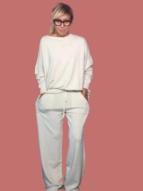 Pantalone in maglia a gamba ampia con coulisse