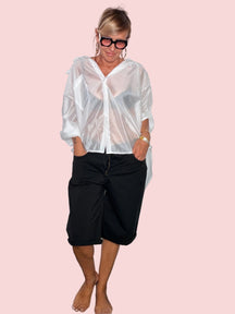 Bermuda Wide Leg con Risvolto