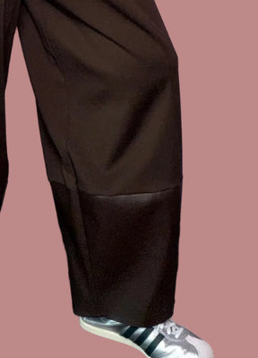 Pantalone ampio in punto Milano con fondo in ecopelle