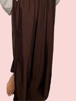 Pantalone Maxi Fluido Marrone Apertura Laterale